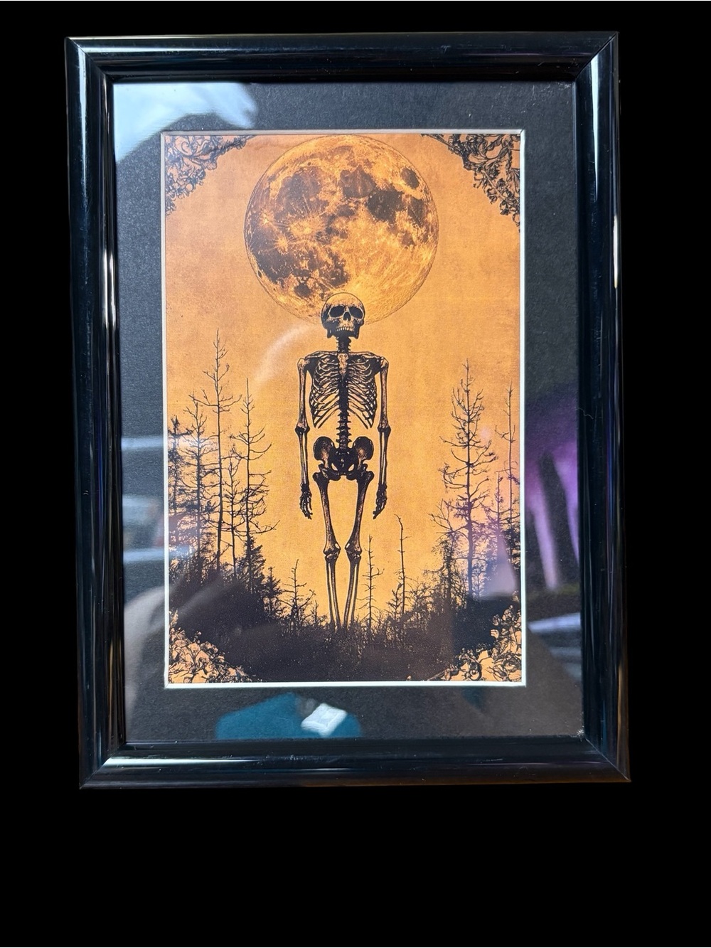 Skeleton Under the Full Moon Framed Art Print – 5x7